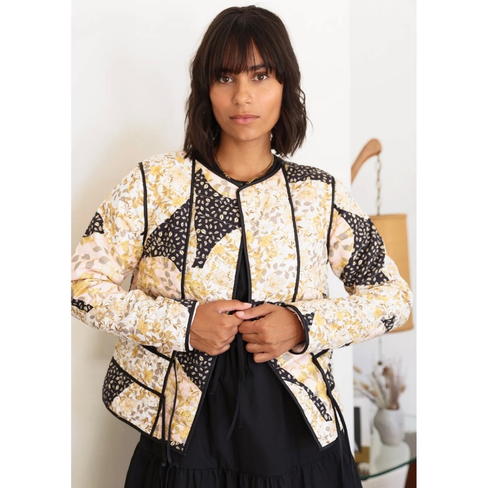 Anthropologie Greylin Patchwork Print Quilted Jacket
